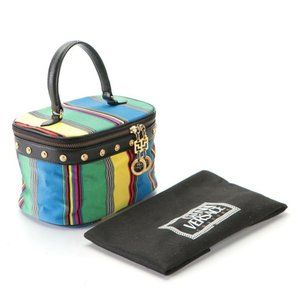 NWOT Authentic Gianni Versace Multicolor Stripe Vanity Bag! With Dust Bag.